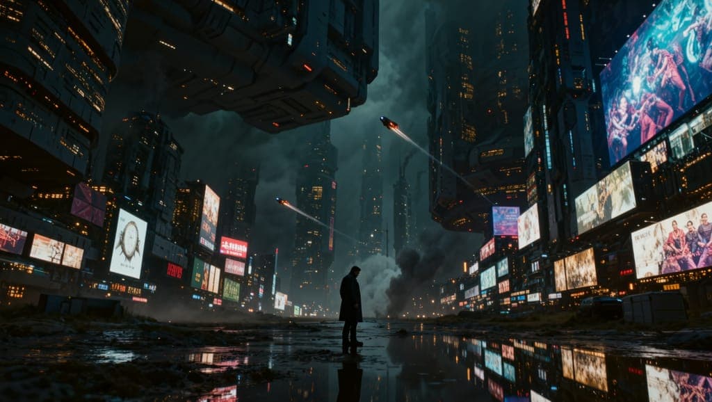 Cyberpunkowe miasto nocą