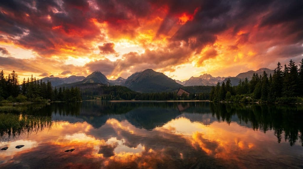 Zachód słońca nad Tatrami