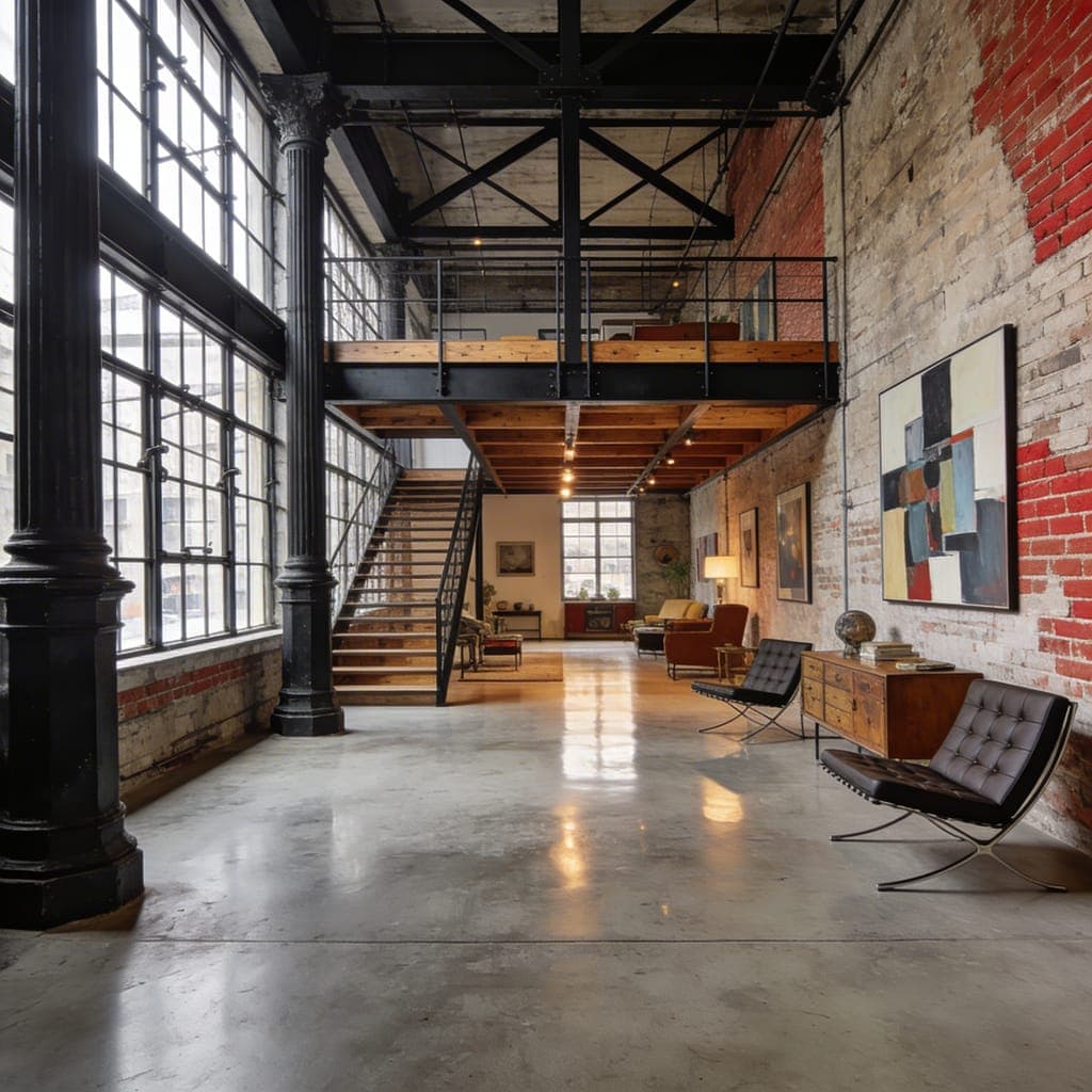 Loft przemysłowy, 6-metrowe sufity