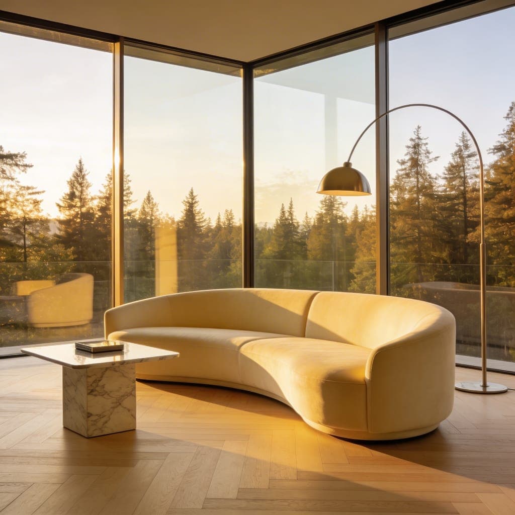 Nowoczesny salon, panoramiczne okno