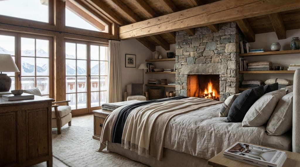 Sypialnia górska, ciepło i komfort