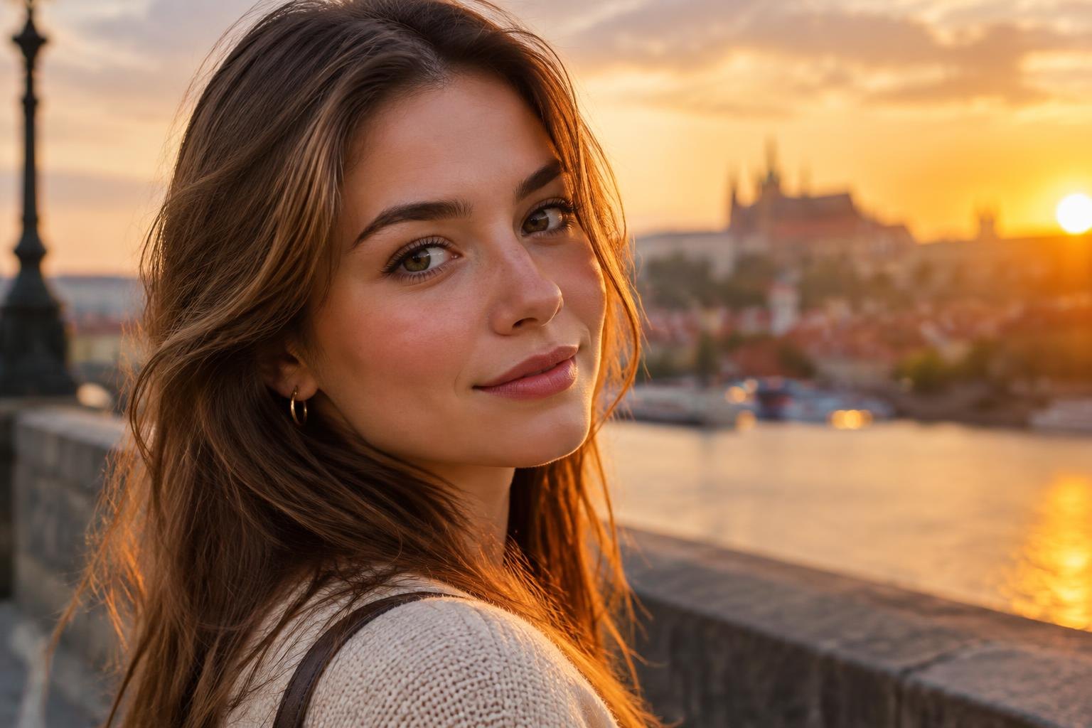 Portret kobiety o złotej godzinie